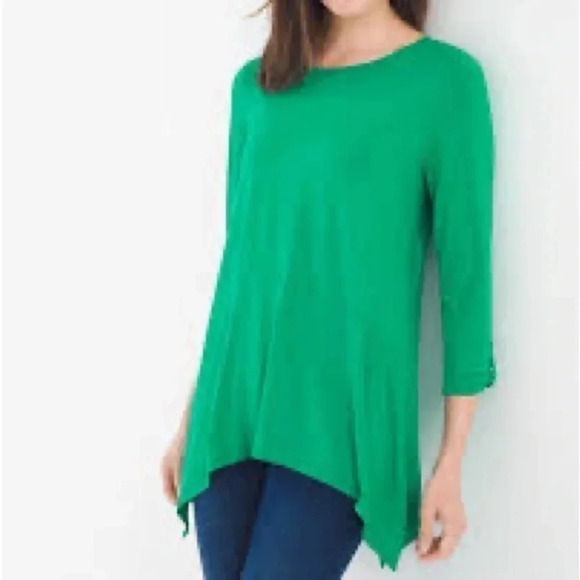 Women’s ZENERGY BY‎ CHICO’S KELLY GREEN TOP SIZE MEDIUM - Picture 2 of 8